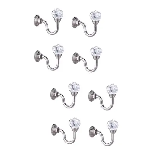 Produktbild: Zerodeko 8 STK Wandhaken an der Wand befestigter Quasten-Vorhang-Raffhaken Gardinenhalter Vorhanghalter Halterungen für Wandregale Vorhanghaltehaken Vorhanghaken mit Quaste Silver