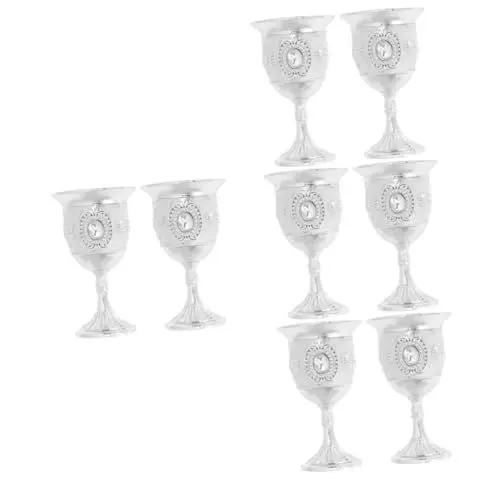 Produktbild: Zerodeko 8 Stk hohes Weißweinglas goldener Weingläser Kaffeebecher Espressotassen Wohnkultur Legierungskelch für Party Vintage Weinbecher aus Metall hohe Füße Schnapsglas