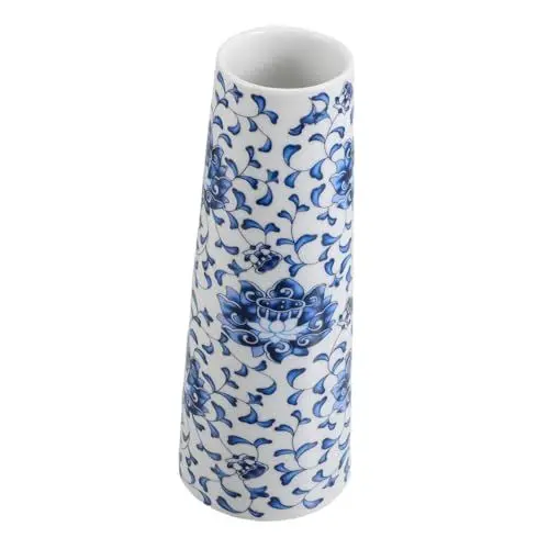 Produktbild: Zerodeko Blaue Und Weiße Porzellanvase Blumenvase Tabelle Vase Vase Aus Weißer Keramik Herzstück Tischdekoration Keramikvase Im Chinesischen Stil Keramikblumenvase Retro-vase Keramik Blau