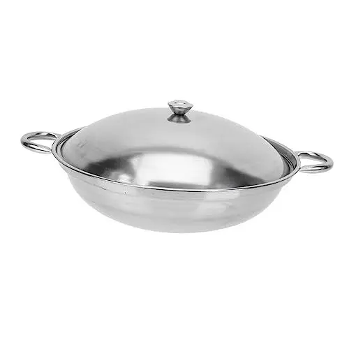 Produktbild: Zerodeko Campingkocher Bratpfanne aus Edelstahl Schmorpfanne rostfreier Wok flache Pfanne Bratpfanne mit Antihaftbeschichtung Campingkochgeschirr Kochgeschirr für den Haushalt