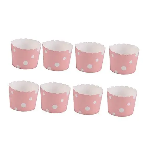Produktbild: Zerodeko 50stücke Kuchenpapier Cupcake Wrapper Rosa Mit Punkten Hochzeits Und Party-dekoration Für Muffins Torten Und Süßigkeiten Leicht Ablösbar Und