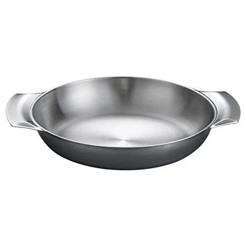 Produktbild: Zerodeko Eisenpfanne Pfanne Bratpfanne Spanische Paella Pfanne Mini Servierpfanne Kochpfanne Backofenfest Edelstahlpfanne Edelstahl Universalpfanne mit 2 Griffen 16CM Edelstahlschale