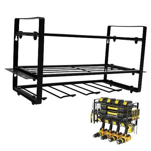 Produktbild: Zerodeko Elektrowerkzeug Organizer Mit Wandhalterung Für Bohrer Garagen Organizer Aus Robustem Material Ideal Zur Praktischen Aufbewahrung Von Werkzeugen Und Kleinteilen Inklusive