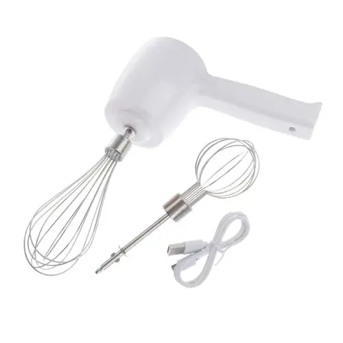 Produktbild: Zerodeko 1satz Akku-kabelloser Rührer Usb-ladegerät Elektrischer Handmixer Mit Geschwindigkeitsstufen Für Eier Sahne Und Teig Edelstahl-doppelrührstäbe Für Küche