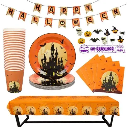 Produktbild: Zerodeko Halloween-Party-Geschirrset Gruselige Halloween-Dekorationen Halloween-Partyzubehör Halloween-Motto-Partygeschenk