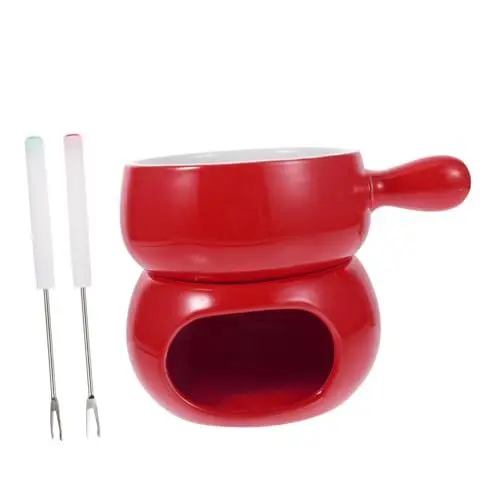 Produktbild: Zerodeko Käsefondue-Topf-Set 1 Set Keramikfondue Mit Käsewärmer Butterwärmer Einfach Zu Verwenden Für Die Täglichen Mahlzeiten