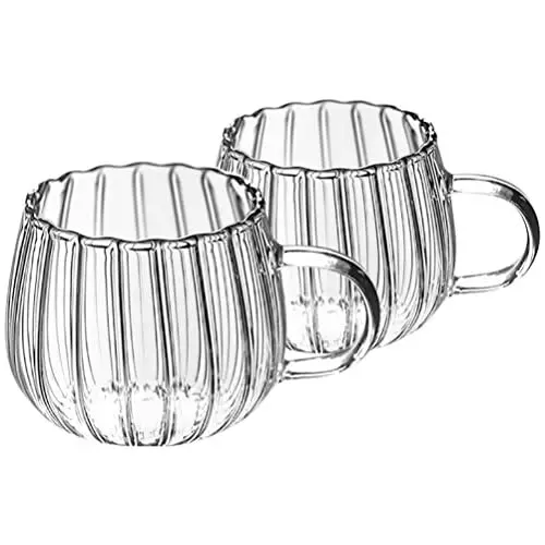 Produktbild: Zerodeko Kaffeebecher Fallen 2 Klarer Kaffeebecher Mit Kürbisförmige Glasbecher Mit Warmgetränkebecher Glastassen n Latte Cappuccino Trinkbecher Für Home Party 350M n Klarer Teebecher