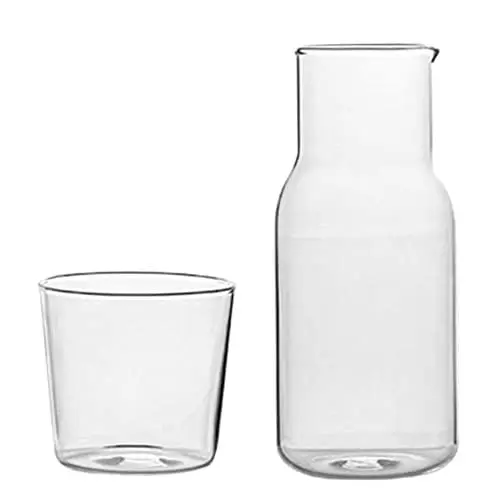 Produktbild: Zerodeko Kaffeetasse Nachttisch Karaffe 1 Set Glassaft JUG Multifunktionsmilch Cup mit Tumbler Klar Nacht Wasser Karaffe Glas Mundwasser Flasche Klar 550Ml Klarer Wasserkocher