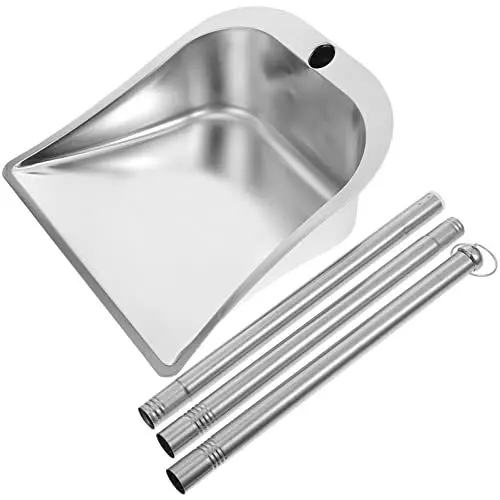 Produktbild: Zerodeko Kehrbesen Mit Schaufel Kehrschaufel mit Langem Griff Aufrechte Kehrschaufeln Metall -Kehrschaufeln Hochleistungs-Müllschaufel zum für Küche Hof Hundehaufen Silber Kehrblech