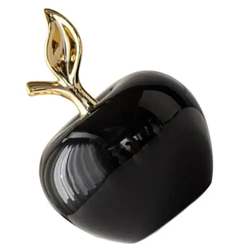 Produktbild: Zerodeko Keramik-Äpfel-Figur Schwarz Glasierte Apfel-Statue Lebensechte Apfel-Ornament Porzellan-Fruchtdekoration Für Weihnachten Halloween-Party Tischdekoration
