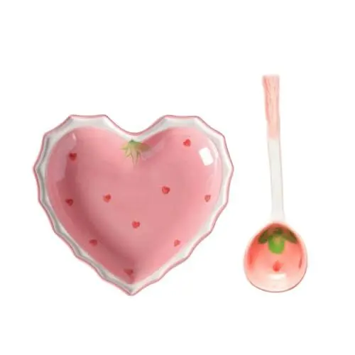 Produktbild: Zerodeko Kinderbesteck 1 Satz Erdbeerschale aus Keramik küchenschüssel schüsseln für die küche Salatbehälter Rührschüsseln aus Glas Besteck Schöne Schale aus Keramik Suppenschüssel Liebe