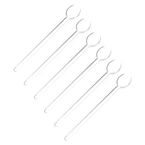 Produktbild: Zerodeko Klares Glas Rührlöffel Mini- Espresso Kaffee Löffel Borosilikat- Glas Teelöffel 6Pcs Langhandelbewegung Rührer Rührstangen Mischlöffel für Teezuckerbar Party