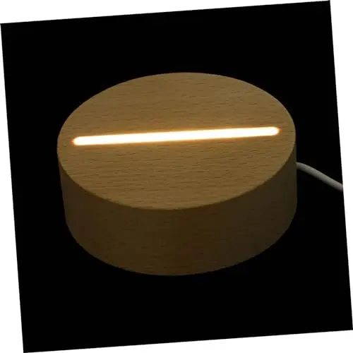 Produktbild: Zerodeko LED- 1stk Leuchtende Basis Aus Buche Kristallglaskunstsockel Usb-basis Nachtlicht Aus Kristall Glasfigur Basislicht Leichter Standfuß Holz Weiß 3d Hölzern Lampenfassung