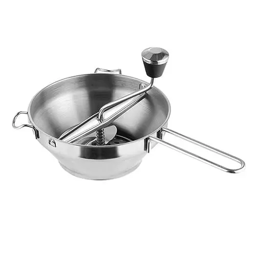 Produktbild: Zerodeko Edelstahl-babynahrungsmixer Manueller Püriergerät Für Gemüse Und Obst Silberfarben 3-in-1 Multifunktional