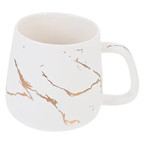 Produktbild: Zerodeko Elegante Marmor-kaffeetasse – Keramikbecher Mit Glattem Rand – Ideal Für Latte Tee Und Saft