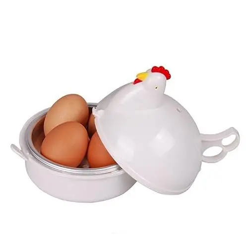 Produktbild: Zerodeko Mikrowellen Eierkocher Huhn-form Aus Lebensmittelechtem Kunststoff Für Eier Einfacher Eier-pochierer Mit Innenschale Für Zarte Und Nahrhafte