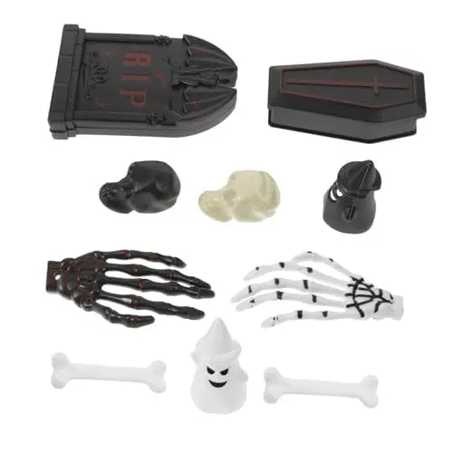 Produktbild: Zerodeko 10 Teiliges Set Halloween Miniatur Dekorationen Gruselige Figuren Mit Grabstein Skelett Gespenstern Und Kiste Für Kreative Bastelprojekte Und Schaurige Halloween Deko