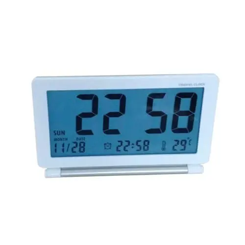 Produktbild: Zerodeko Reisewecker Digitale Tischuhr Mit Großem Bildschirm Zusammenklappbar Für Einfache Aufbewahrung Leiser Alarm Wochentemperaturanzeige 12/24 H Weiß