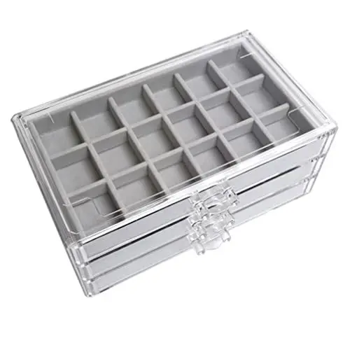 Produktbild: Zerodeko Schmuckkasten Durchsichtig Multi- Layer- Schmuckkoffer- Desktop- Schmuck- Organizer Stackable Grid- Fach- Speicherung Home Organisation Display für Piercing Schmuck Box