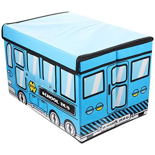 Produktbild: Zerodeko Spielzeug Für Kinder Spielzeug Aufbewahrungsbox Organisator Behälter für Kleine Spielzeuge Stofftier Spielzeugkisten Aufbewahrungsbehälter Kinderzimmer Spielzimmer Himmelblau Bus