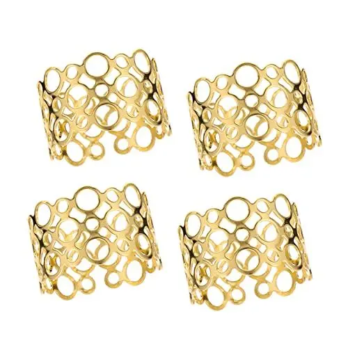 Produktbild: Zerodeko 4stücke Elegante Hohle Serviettenringe Für Festliche Anlässe Goldene Tischdekoration Für Hochzeiten Und Dinner-Events
