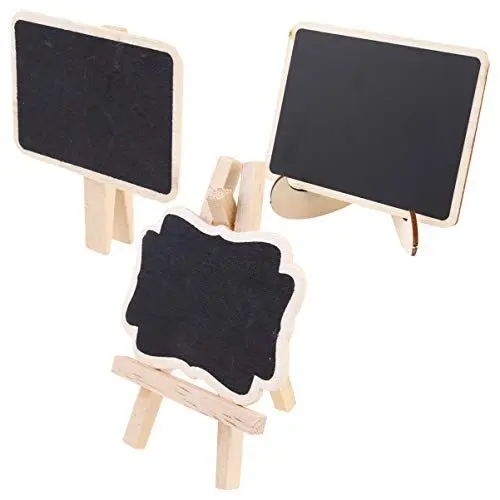 Produktbild: Zerodeko Tafel klein kleine Tafel Preisanzeige gerahmtes Tafelschild Nachricht Tischtafel Staffelei dreieckiger stehpult standup Tafel Requisiten Tafel Bambus