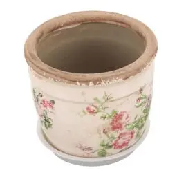 Produktbild: Zerodeko Vintage Rosenmuster Keramiktopf Für Sukkulenten Kleiner Blumentopf Für Innen Außenbereich Für Garten Und Bürodekoration Mit Drainagelöchern