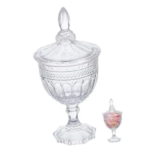 Produktbild: Zerodeko Vorratsgläser Vorratsglas Europ?ischer Klarer Krone Relief Candy Jar mit Deckel Geeignet Sü?igkeitengericht Kekszinn Keksfass Dekorativer Sü?igkeitsglas Zuckerschale Sü?igkeiten Zuckerdose