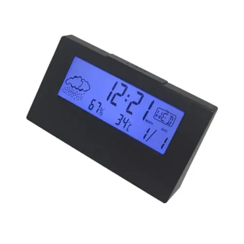 Produktbild: Zerodeko Multifunktions-LCD-Desktop-wecker Für Studenten Wetter Temp Feuchtigkeit Snooze Nachttisch