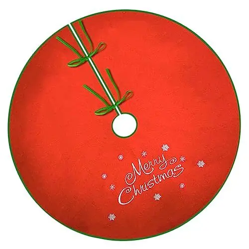 Produktbild: Zerodeko Weihnachtlicher Baumrock Aus Rotem Stoff Mit Schneeflocken Klassischer Christbaumdekor Für Festliche Anlässe Xmas Tree Bottom Carpet Weihnachtsbaumdecke Weihnachtsdeko