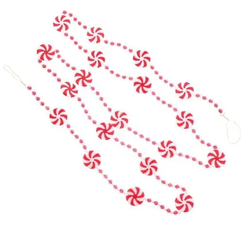 Produktbild: Zerodeko Weihnachtsbonbons Weihnachtssüßigkeiten Baum Hängende Dekore Süßigkeitengirlande Weiße Ornamente Weihnachtsbaum Hängen Weihnachts-bonbon-kugelschnur Holzperlen Acryl Das Banner