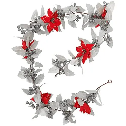 Produktbild: Zerodeko Glitzernde Blumenranke Künstliche Weihnachtsgirlanden für Baum Kamin