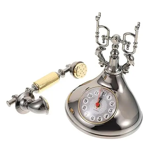 Produktbild: Zerodeko Retro Telefon Uhr Ornament Tischuhr Für Wohnzimmer Büro Und Dekoration Nostalgisches Design Für Stilvolle Räume Zufällige Farbwahl Als