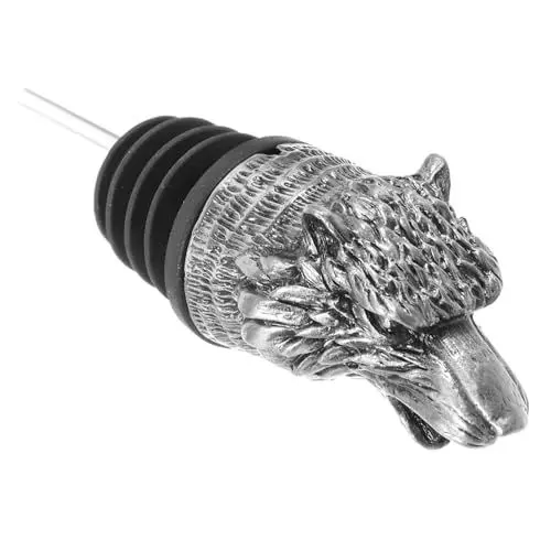 Produktbild: Zerodeko Wolfskopf-Weinbelüfter-Ausgießer Antiker Ausgießer für Bar-Liköre Flaschenausgießer für Tier-Liköre Wein-Dekanter-Spender für Whiskey in Silber
