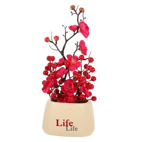 Produktbild: Zerodeko Künstliche Topfpflanze Kreative Gefälschte Bonsai Baum Kirschblüten Obst Baum Künstliche für Home