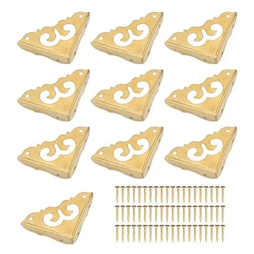 Produktbild: Zerodis 10 Stücke Messing Eckenschutz, Box Eckenschutz Kantenschutz Schrank Möbel Eckenschutz Dekorative Kantenabdeckung für Holzkiste, Bilderrahmen, Tisch und Stuhl