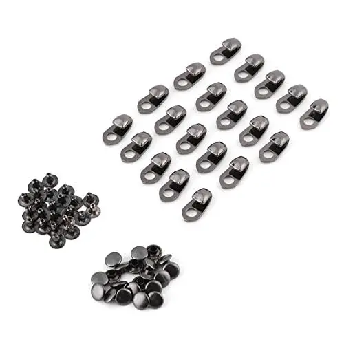 Produktbild: Zerodis 20 Stück Schnürsenkelschnallen, Legierte Metallstiefelhaken, Spitzenbeschläge mit Nieten, Reparaturschnalle für Kletterstiefel, Schnürsenkelschnalle, Handtaschenriemen,