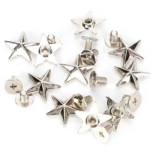Produktbild: Zerodis 50 Set Sternnieten mit Schrauben, Zinklegierungsniete für Gehäusebolzen, Zinklegierung, Sternniete, Basteltasche, Schuh- und Dekorationszubehör, 14 Mm(Silber)