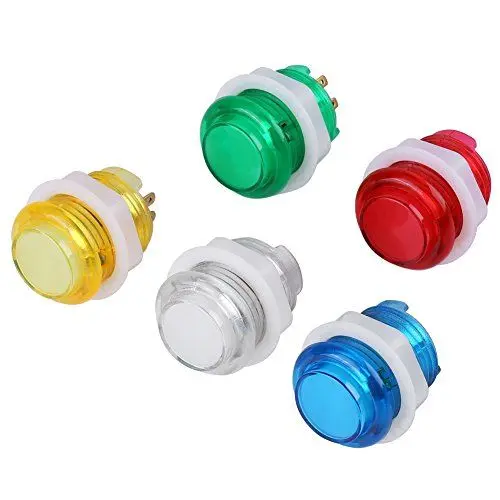 Produktbild: Zerodis 5 Stück 5 V 24 Mm Jumbo-Taster mit Mikroschalter LED-beleuchteter Drucktaster Selbstrückstellender Drucktaster mit Mikroschalter