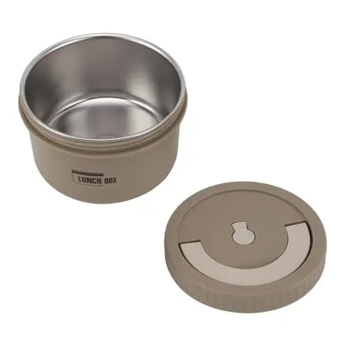 Produktbild: Zerodis 600 Ml -Lunchbehälter, Box, Rund, 600 Ml Lunchboxen, Boxen, Lunchbehälter, Edelstahl, Dicht Schließend, Auslaufsicher, Isolierter Tragbarer