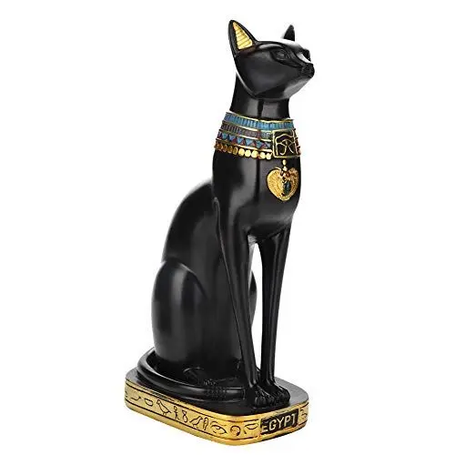 Produktbild: Zerodis Ägyptische Katze Harz Statue handgefertigte Katzenskulptur Dekoration alte exotische Haushalt Sammler Figur für Haus Zimmer Garten Ornament Exquisite Dekor(A5-YX260840)