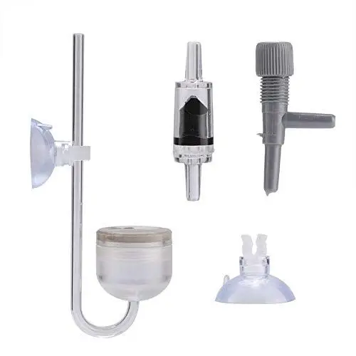 Produktbild: Zerodis CO2-Diffusor, U-förmiger Luftverteiler mit Rundem Boden und Rückschlagventil/U-förmiges Glasrohr/Saugnapf für Aquarienpflanzen Wassergras(Large Cup)