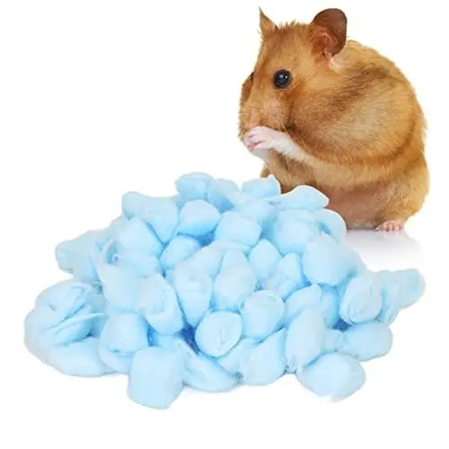 Produktbild: Zerodis Hamster-Bettwäsche-Baumwollknäuel, Handgefertigt, Flauschiger Hamster-Baumwollknäuel, Winter, Warm, Sicher für Syrischen Hamster für Chinchilla (Blau)