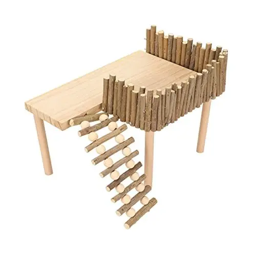 Produktbild: Zerodis Hamster-Plattform mit Kletterleiter Hamster-Kletterplattform Dekorative Meerschweinchen-Plattform Holz-Spielplatz FüR Kleine Haustiere mit Leiter FüR Golden Bear Sugar Glider Guinea
