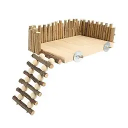 Produktbild: Zerodis HamsterkäFig-ZubehöR Holzhamster-Kletterplattform Holzspielzeug Kauspielzeug Kleintier-AktivitäTsspielplatz mit Zaun FüR Sugar Glider Golden Bear KäFigzubehöR (Schraubentyp)