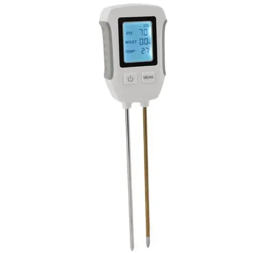 Produktbild: Bodenfeuchtetester, PH-Messgerät, Hochpräziser Digitalanzeige-Bodenfeuchtetester mit Doppelsonde für Gartenbau, ABS-Materialien