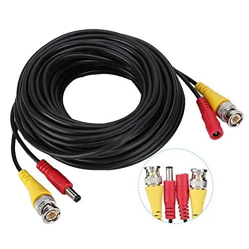 Produktbild: Zerodis Kamerakabel, Langlebiges Überwachungskamerakabel, BNC+DC 60 Fuß für CCTV-Video-Stromkabel, Schwarzes Kabel (10 Meter / 32,8 Fuß)