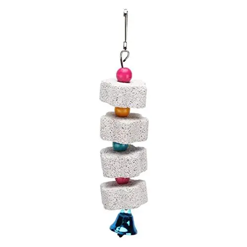 Produktbild: Zerodis Kauspielzeug für Vögel, Sitzstangenkäfigspielzeug aus Stein, Vogelschaukelspielzeug mit Glocke, Vogelkäfigzubehör, Haustier-Hängematte, Hängespielzeug, Vogelkäfig-Beißspielzeug