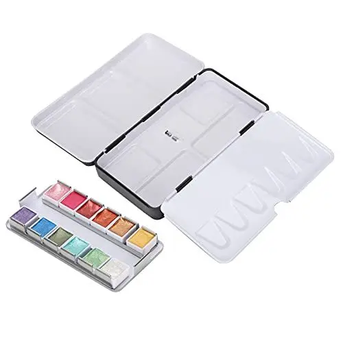 Produktbild: Zerodis Metallic-Aquarellfarben-Set Tragbares Helles Aquarell-Perlglanz-Aquarellfarben-Pigment-Aquarellfarben-Set(12 Farben)