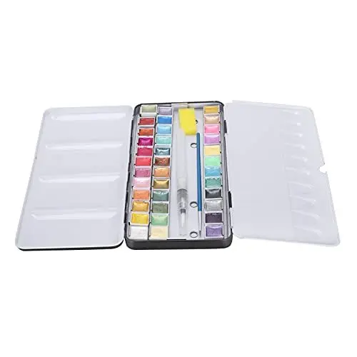 Produktbild: Zerodis Metallic-Aquarellfarben-Set Tragbares Helles Aquarell-Perlglanz-Aquarellfarben-Pigment-Aquarellfarben-Set(36 Farben)